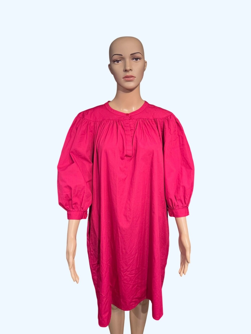 Antik Batik Fuchsia Puff-Sleeve Midi Dress